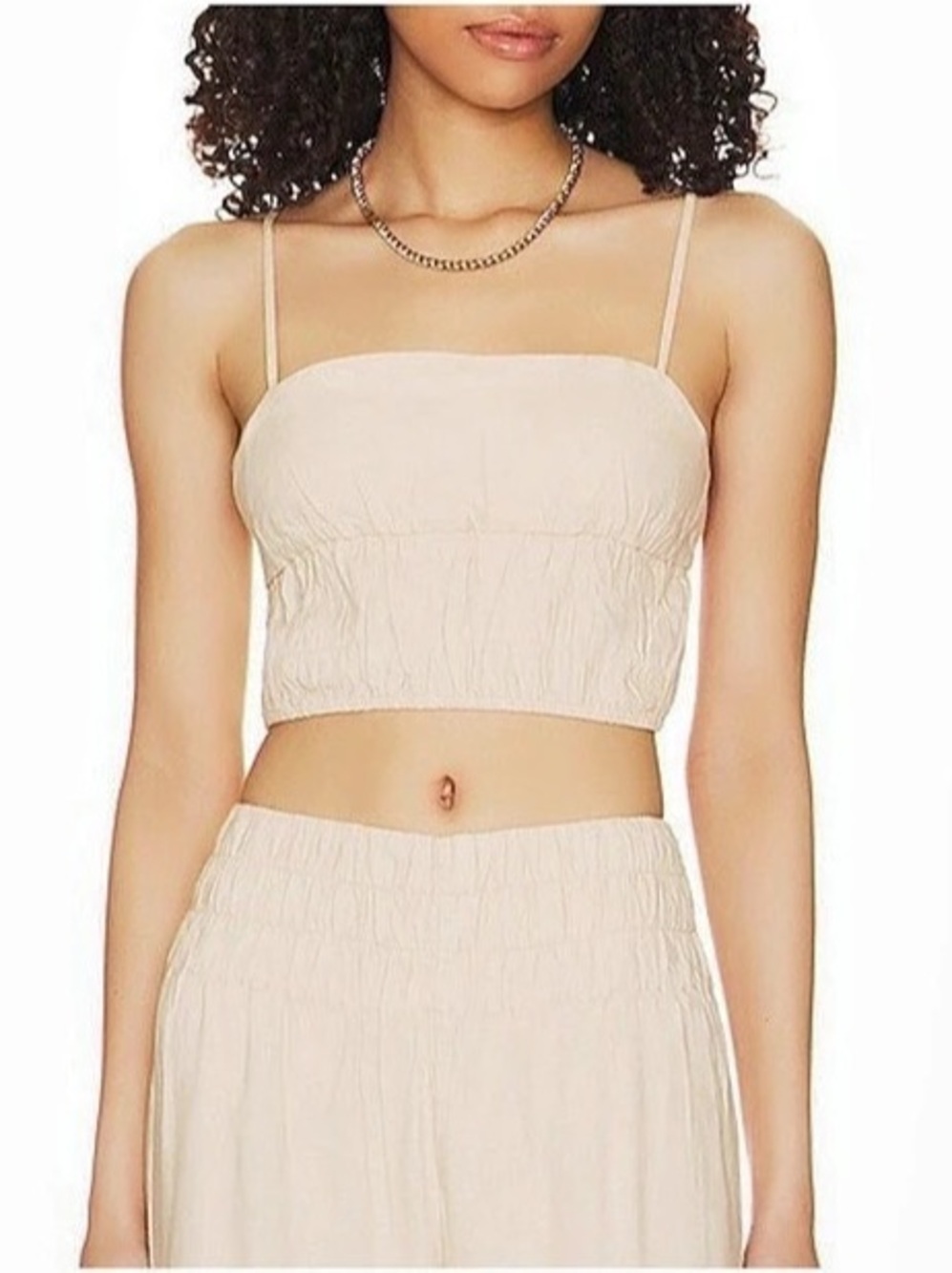 NWT Onia Air Linen Smocked Tank~Sand